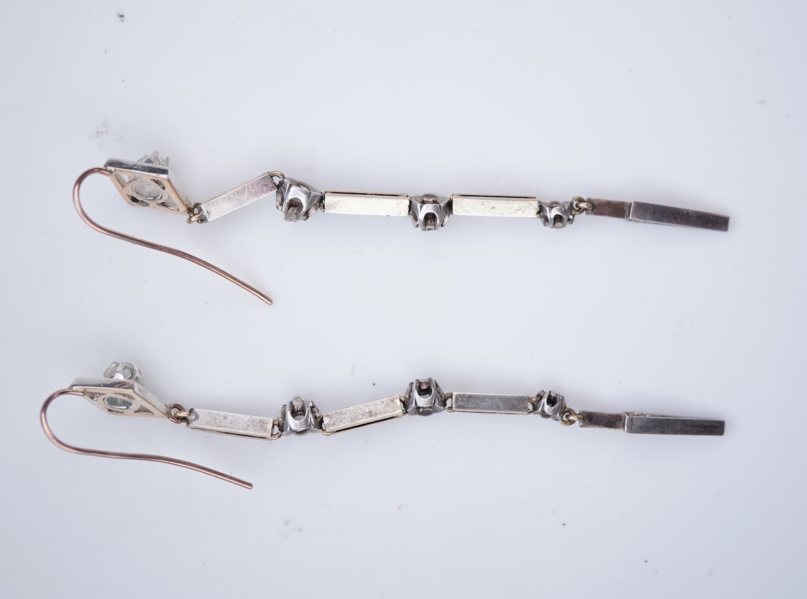 A pair of diamond earrings, late 19th century composite